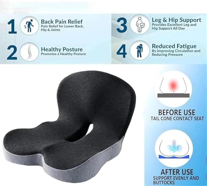 Back and Seat Cushion, Trucker Seat Cushions for Long Sitting, Car seat Cushion with Back Support, Seats Cushions for Lumbar Pain and Supporting The HIPS, Trucker Essentials (I)
