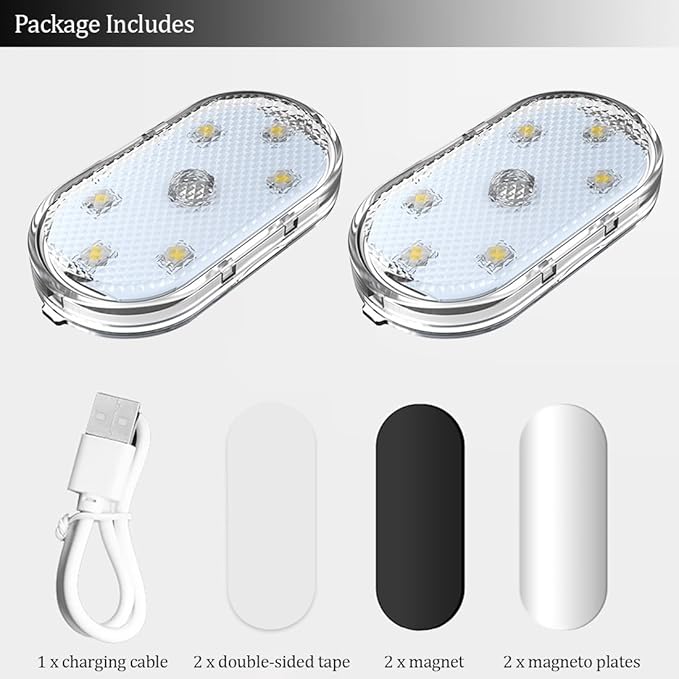 2 PCS Car Led Lights Interior,7 Colors Ambient Lighting Interior,USB Rechargeable Car Sound Control Light