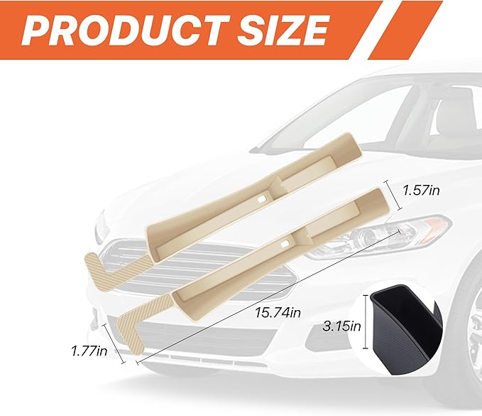 2PCS Car Seat Gap Filler, Anti-Drop Vehicle Console Crevice Blocker with 2 Storage Areas, Seat Side Seam Organizer Plug from Droping, Universal Automotive Interior Accessories (Beige)