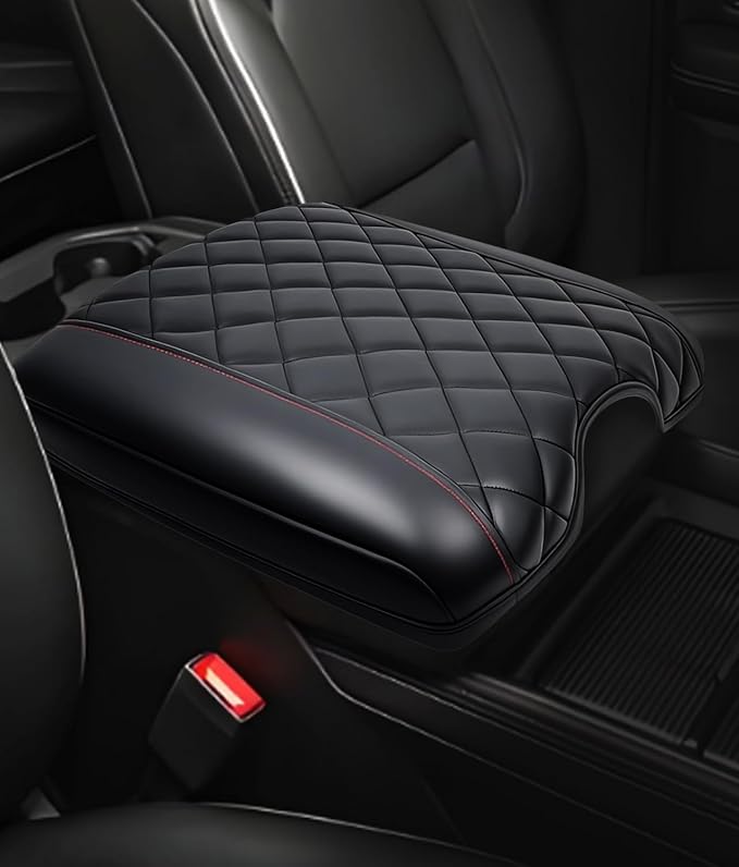 Center Console Cover for Silverado & GMC Sierra 2019-2025, Tahoe&Suburban&Yukon 2021-2025 Accessories, Leather Middle Armrest Console Cover Elbow Arm Rest Cushion for Car (Bucket Seat Console Only)