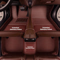 Custom Personalized Floor Mats for Cars - Luxury Full Coverage All Weather Mats, Anti-Slip Leather Mat Set, Fit for 99% of Cars, SUVs & Trucks (Brown Strip, B-Strip Shape)