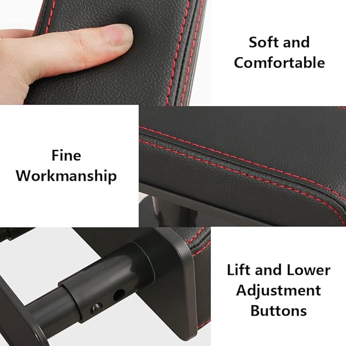 Car Driver Arm Pad Cushion, Car Center Console Elbow Cushion Pad Car Door Armrest Rest Pad Adjustable Height Comfort Universal Fit for Most Car, Solid Black