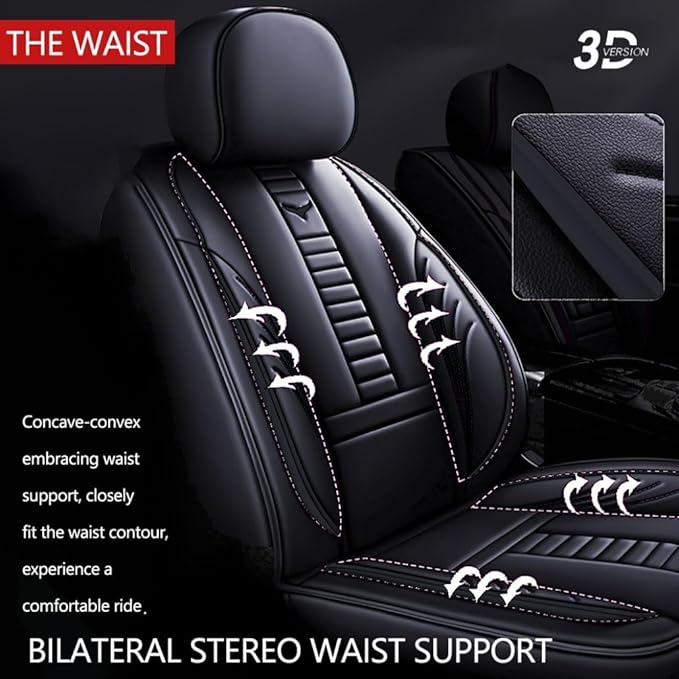 for Toyota RAV4 2008-2025 Car Seat Covers, Full Coverage Customized Seat Covers Premium Leather Waterproof Stain-Resistant Easy to Install (Front Set with Pillows, Black)