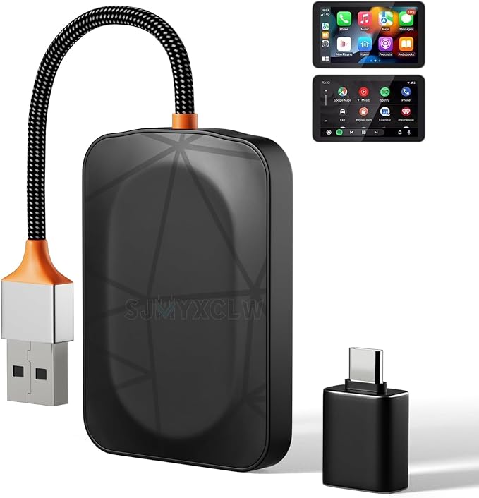 CarPlay Adapter,USB Dongle Plug & Play Dongle Converts Compatible for CarPlay & Android Auto,Fast Auto Connect,Compatible for iOS 10+ & Most Cars 2015-2025
