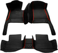 Customize Car Floor Mats for 99% Sedan SUV Sports Car All Weather Leather Full Coverage Waterproof Non-Slip Vehicle Lining Pads (Black red Splicing)