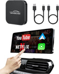5-in-1 Wireless CarPlay Adapter with Netflix/YouTube/TF, Android Auto & Carplay Adapter with USB-A and USB-C Cables,Convert Wired to Wireless Apple Dongle, Magic Video Ai Box Car Play for iOS 10+