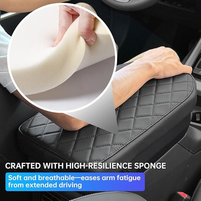 RAV4 Center Console Cover/Pad Fit 2019-2023 2024 2025 2026,Faux Leather Toyota RAV4 Armrest Mat,Ergonomic Support Cushion,Console Protector,Waterproof Wear-Resistant Scratch-Resistant