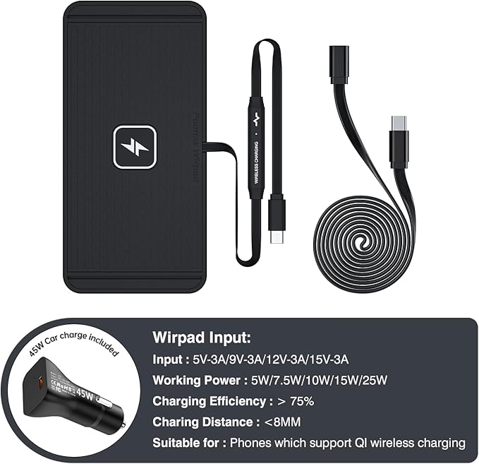 POLMXS 25W Wireless Charger Car Fast Wireless Charging Pad DIY Wireless Phone Charger Mat Compatible with iPhone 17/16(25W)/15/14/13/12(7.5W) (P21)