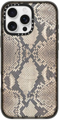 CASETiFY Impact iPhone 16 Pro Max Case [Slim/Compatible with Magsafe / 8.2 ft. 4X Military Grade Drop Protection] - Brown Snake - Clear Black