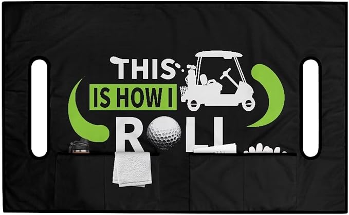 Biyejit Golf Cart Seat Covers with 4 Pockets Golf Cart Seat Towel Blanket Fits 2-Seat Golf Carts, Golf Cart Accessories