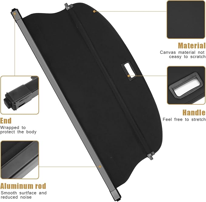 Cargo Cover Retractable Fit for Nissan Rogue S SV SL Platinum 2021 2022 2023 2024 2025 2026 Accessories,Rear Security Trunk Cover (Not Fit for Rogue Select and Rogue Sport)