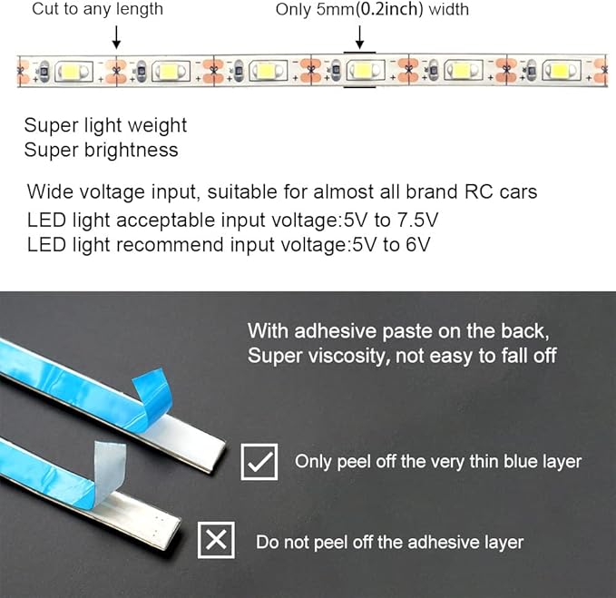 Waterproof LED Light Strips for RC Cars Trucks Airplanes Boats Drones Fixed Wing AR Wing Model Underglow Light (Green)