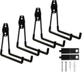 Garage Hooks, 4 Pack Large Square Wall Hooks for Hanging Heavy Duty Ladders, Bikes, Tools Ideal for Garage, Garden, Basement Utility Room Storage (Black)