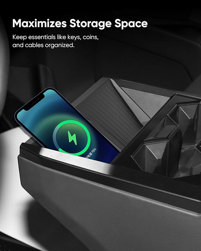Tesla Cybertruck Wireless Charging Mat – Anti-Slip Silicone Protector for Charging Pad, Compatible with Tesla’s Built-In Wireless Charging, Prevents Scratches & Slippage