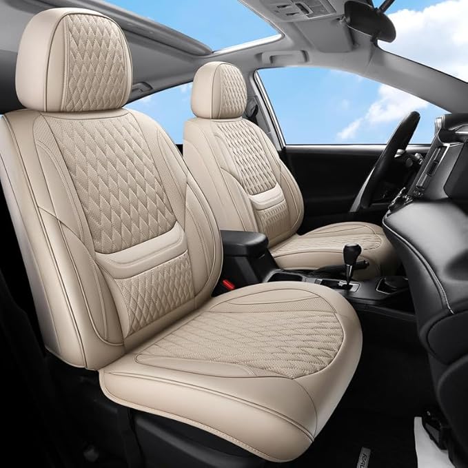 Front Seat Car Seat Covers Custom Fit for Buick Regal 2009-2020 - Premium Faux Leather with Lumbar Support | Breathable, Waterproof, Anti-Slip, Durable (Beige,Front Seat)