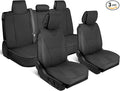 Cat® Edge Deluxe Faux Leather Car Seat Covers – Full Set (2 Front + 1 Rear Bench) – Semi-Custom Universal Fit, Two-Tone Black – Rugged Automotive Interior Covers for Cars, Trucks & SUVs