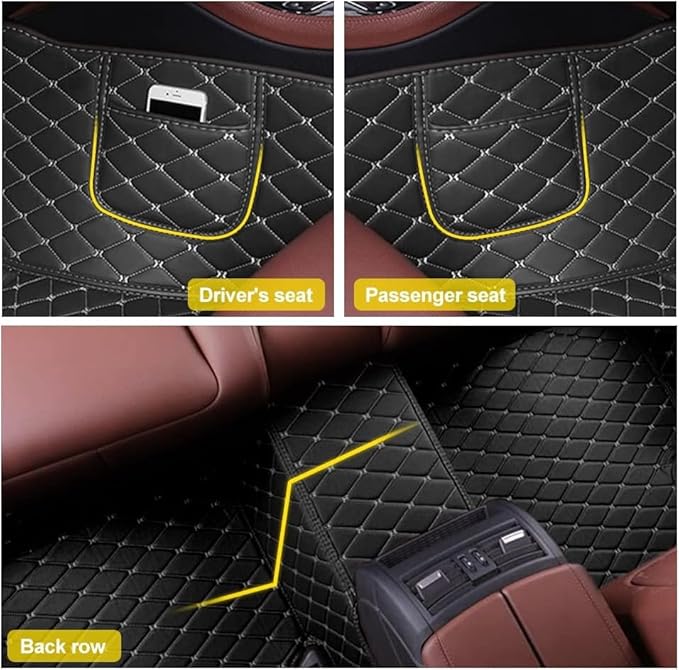 Custom Car Floor Mats Custom Logo/Pattern for SUV Van Truck Sedan Coupe Car Mats Full Surrouded Floor Mat All Weather Waterproof and Anti-Slip Protection Car Floor Liners(Black)