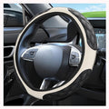 15 Inch Car Steering Wheel Covers with Double Colors,Non-Slip Leather Steering Wheel Cover for Protecting Steerings Wheels,Universal Cars Decorations Car Wheels Cover (White)