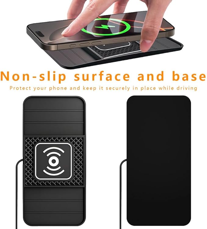Wireless Charging Pad for Car for Ford Expedition EcoSport Edge Escape Explorer 2000-2026, DIY Trim-to-Fit Slim Non Slip Fast Charger Car Wireless Charging Pad 30CM Cable