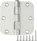 100 Pack Interior Door Hinges Brushed Nickel 3.5 inch x 3 1/2" 5/8" Round Residential Bi-fold Bedroom Standard Hinge for Wood Single/Double Bedroom Doors Silver House Hardware Kit Controls 3 ½"