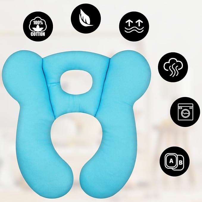 Baby Travel Pillow, Upgrade U-Shape Infant Pillow for Car Seat Pushchair and Stroller, Soft Comfortable Sleep Cushion for Kids Newborn and Toddler -Light Blue