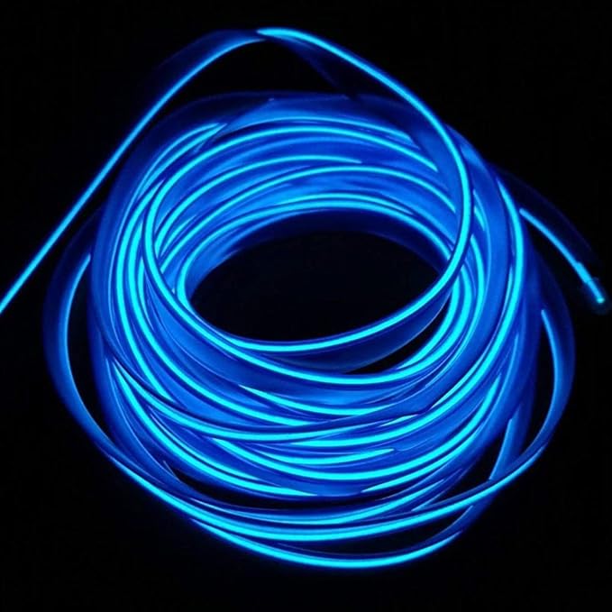 ABALDI Interior Car Lights El Wire Rope Lights Neon Atmosphere Glowing Strobing Electroluminescent Light for Car Interior Decoration(3m/9ft,Blue)