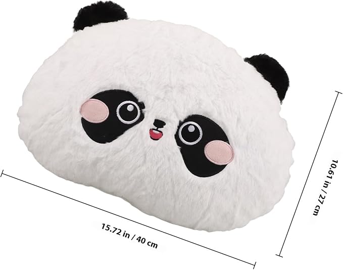 PRETYZOOM Cartoon Panda Lumbar Support Pillow with Rabbit Hair Embroidery, Soft Plush Car Seat Cushion for Lower Back, Shoulder Relaxer for Driving and Office Use