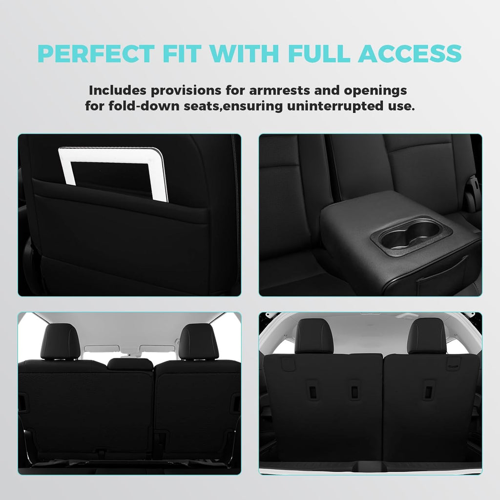 Custom for Honda Pilot Seat Covers - Car Seat Protectors Full Set for Pilot LX EX 2016 2017 2018 2019 2020 2021 2022-8 Seats,Faux Leather Full Coverage Waterproof, Black