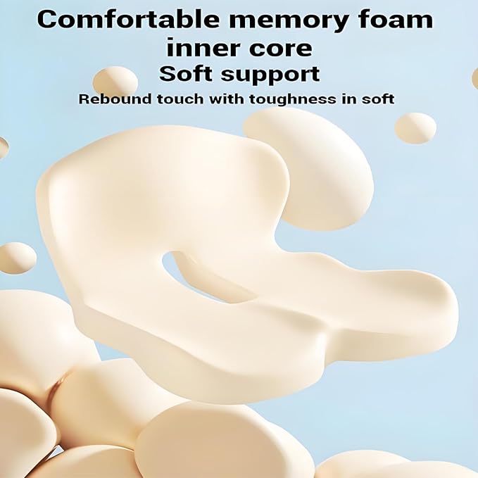 Seashell Memory Foam Seat Cushion -for Office Chair, Truck seat, Car Seat, Airplane Back Support & Sciatica Relief & Tailbone & Coccyx Pain Relief for Long Sitting and Driving(Black)