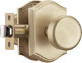 Interior Pismo Doorknobs for Hall, Gold Door Knobs with Camelot Trim, Satin Brass Door Knob with Lock
