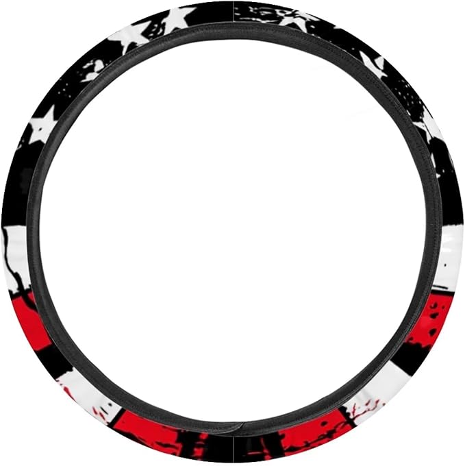 SEANATIVE Red American Flag Steering Wheel Cover, Silicone, Non-Slip Soft, Easy to Disassemble