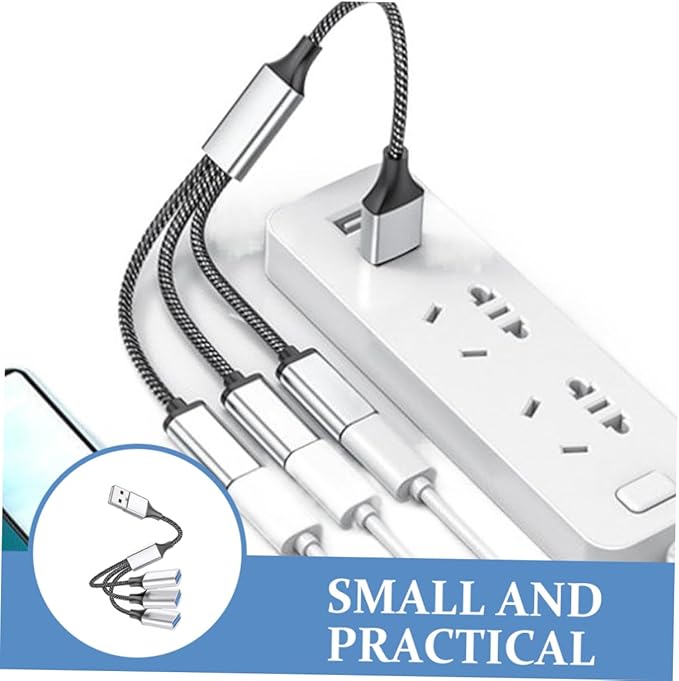 KALLORY USB Hub Splitter 1 Male to 3 Female Portable USB Power Adapter for Laptop and Car for Fast Charging and Data Sync