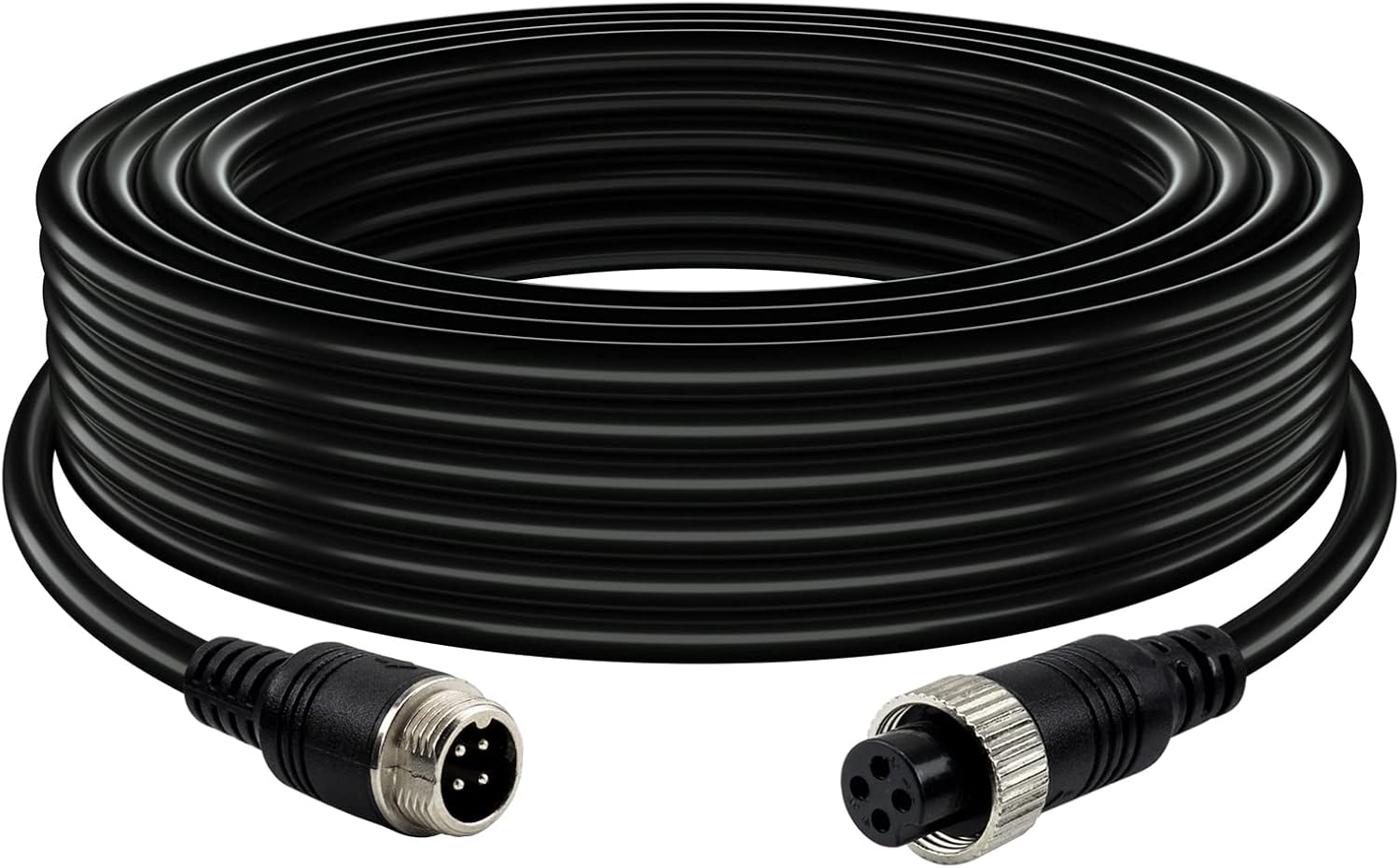 50FT Car 4-Pin Aviation Video Extension Cable，15m Car Video Extension Cable for CCTV Rearview Camera Truck Trailer Camper Bus Motorhome Vehicle Backup Monitor Waterproof Shockproof System