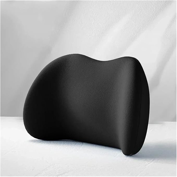 Memory Foam Car Neck Pillow & Waist Cushion - Soft fit for Seat Headrest & Lumbar Support for Comfort(Hb-Black Waist 1PC)