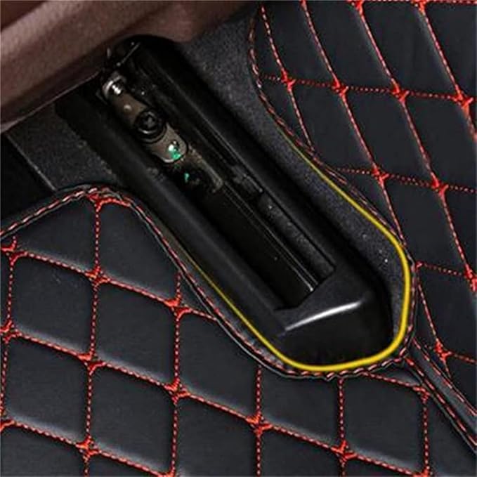 Custom Car Mats All Weather Fit Automotive Floor Mats PU Leather Protector Mat for Most Sedan, SUV, Truck Floor Mats (All Black+White bar)