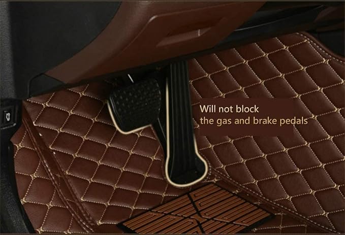 Custom Car Floor Mats for 96% Sedan SUV Sports Car Protection Full Coverage Pads Anti-Slip Leather Floor Lining All Weather Car Floor Mats (Beige and Purple)