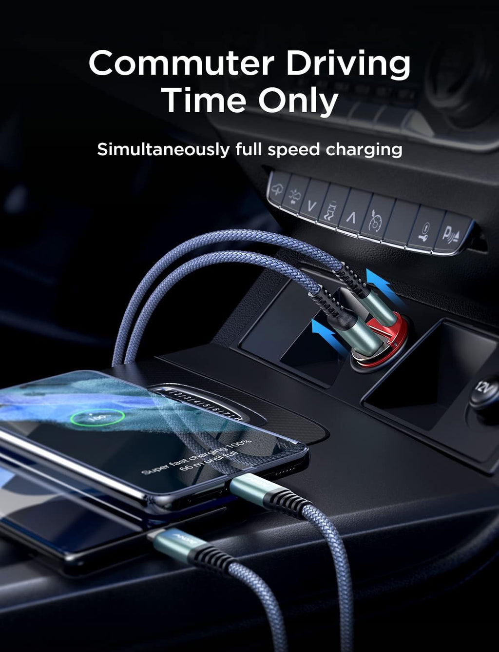 AINOPE 90W Super Fast Car Charger, Invisible USB C 45W Car Charger Fast Charging Type C, [Mini&Metal] Cigarette Lighter USB Adapter Fits Samsung Galaxy S25 Ultra S24 iPhone 16 15 Pro Max Piexl, Red