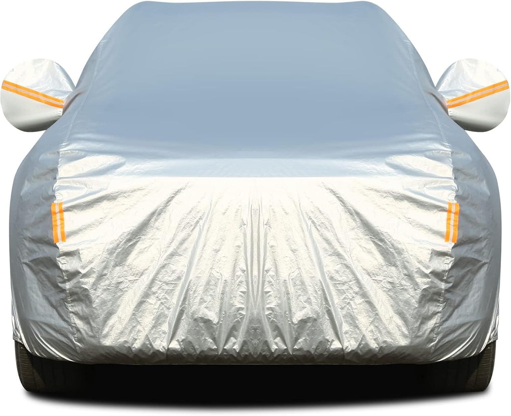 Tecoom Car Cover Waterproof All Weather, Fleece Lining with Zipper Door Lock Car Covers for Automobiles, 3 Layers Full Outdoor Car Cover Wind Snow Hail UV Sun Protection Fit for SUV (191-205 Inch)