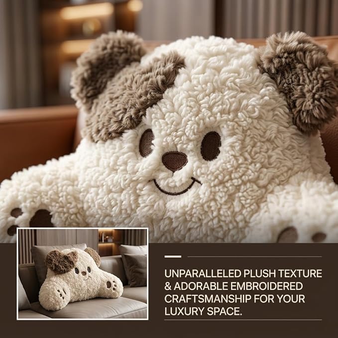 Car Seat Cushions Headrest and Lumbar Support Pillow Set Cute Bear Soft Plush Neck Cushion and Back Support for Long Driving Travel Comfort