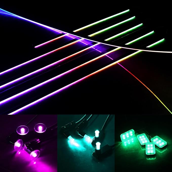 Dreamcolor Acrylic Interior Car LED Strip Lights, Car Ambient Lighting Kit with APP Control, Decorative Lights with Dynamic Chasing Sync to Music, RGB Neon Lighting (10 in 1)