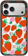 CASETiFY Impact iPhone 17 Pro Max Case [Slim/Compatible with Magsafe / 8.2 ft. 4X Military Grade Drop Protection] - Strawberries - Clear Black