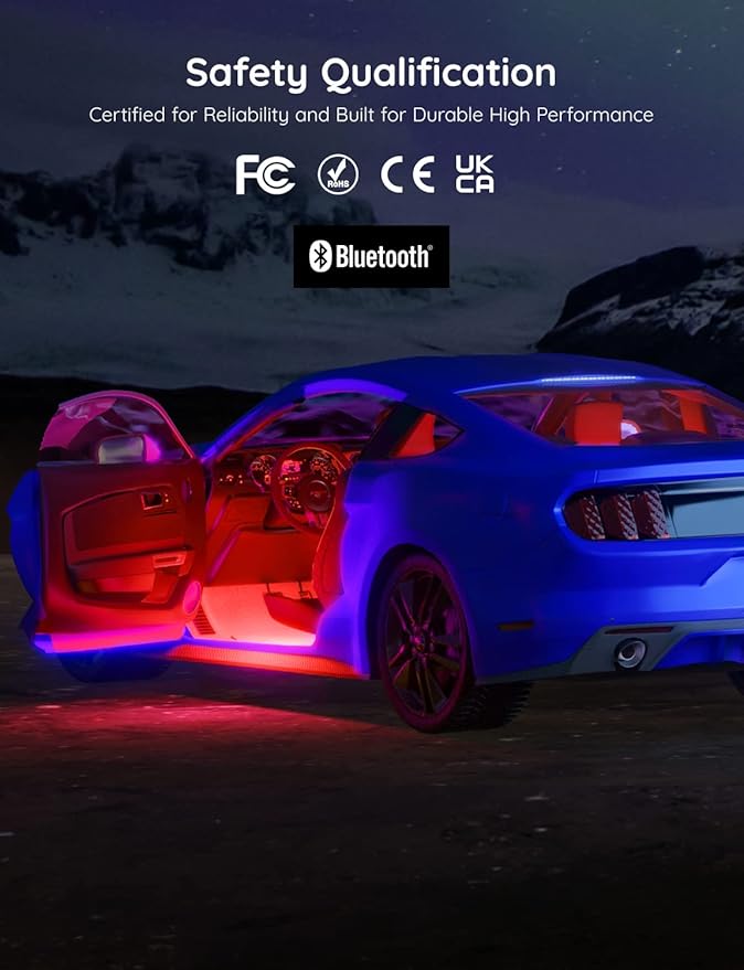 Govee Car Lights, Smart RGBIC Interior Car Lights with APP, Remote Control, LED Lights for Decor, DIY Mode and Multiple Scene Options, 2 Lines Design 72 LED Lights