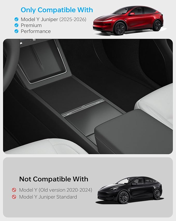 for Tesla New Model Y Juniper Center Console Organizer Tray Divided Storage Double Layer Space Slide smoothly Model Y 2025 2026 Accessorie - 4 PCS, Black