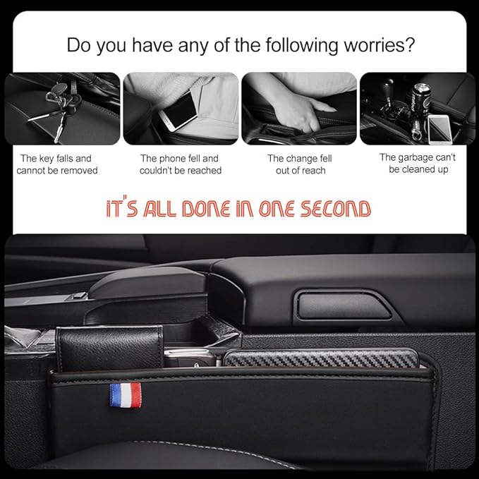 ASUBHA Car Seat Gap Filler Organizer, Car Seat Storage, Center Console Organizer with Card Slots, Automotive Interior Accessories in Between Cars Seat Catcher for Phone, Keys and Small Items