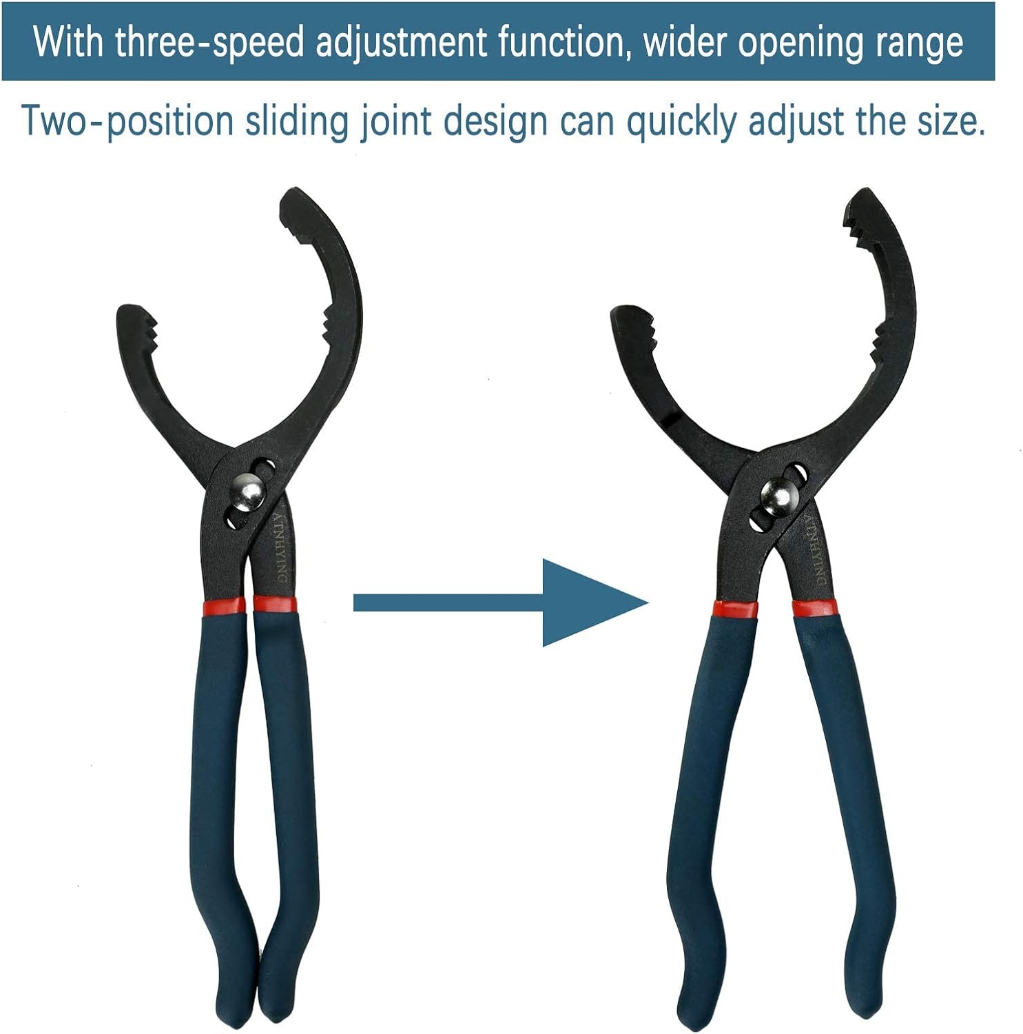 Oil Filter Wrench Set, 12" & 16" 2pcs Adjustable Pliers, Removal Tool, Universal, No Slipping