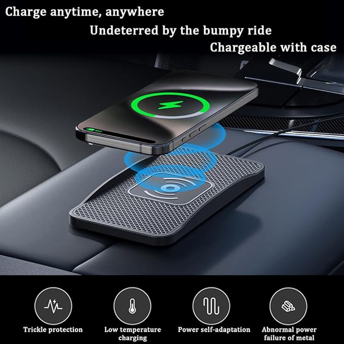 Wireless Car Charger Pad for Ford Explorer 2000-2026, Type-C/USB 20W Car Wireless Charger Non-Slip Phone Charging Pad Car Accessories,A 30cm Cable Type-C Plug