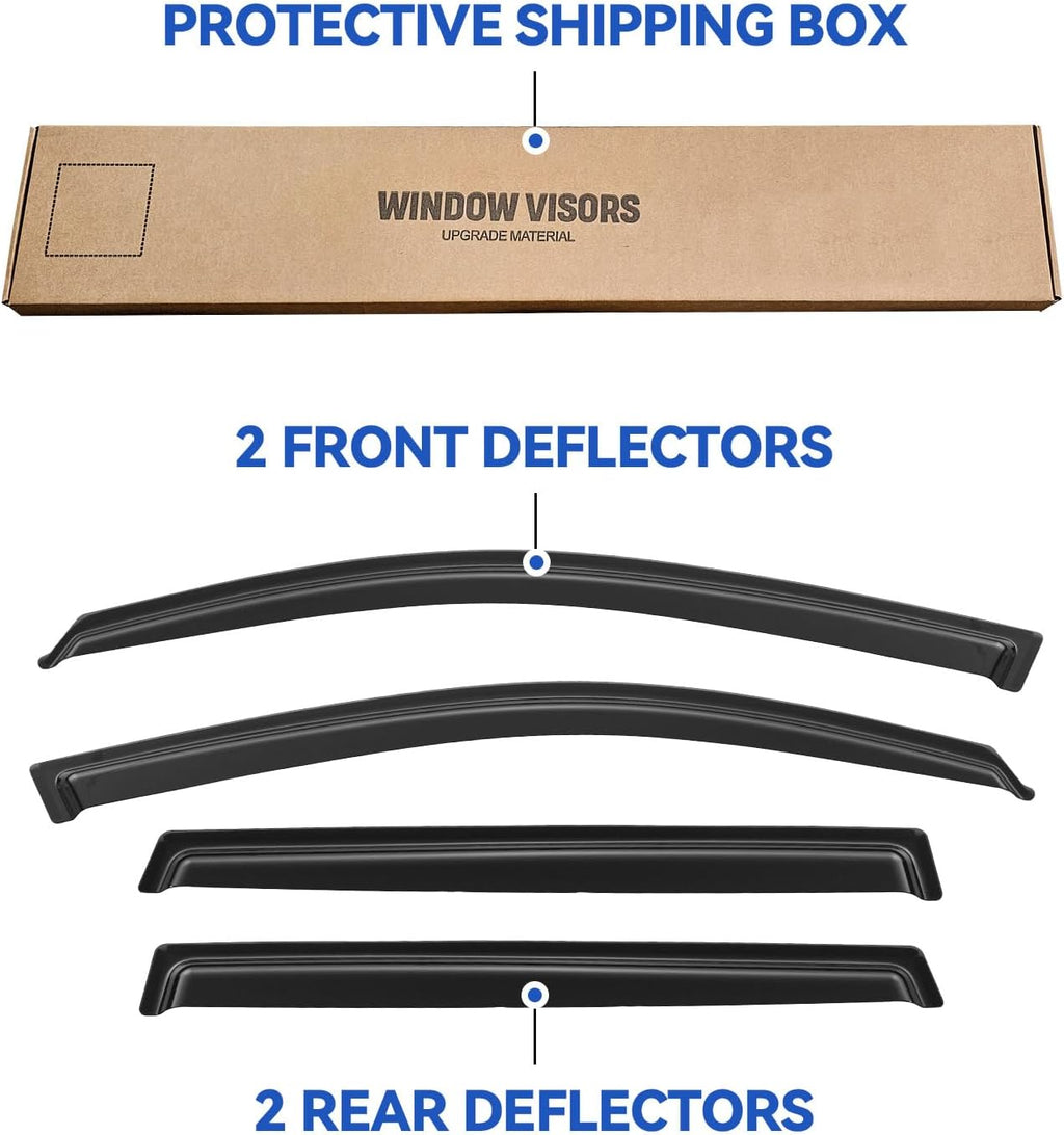 Window Visors Rain Guards Shield for 2006-2012 Toyota Rav4, Out-Channel Window Vent Wind Deflectors Visors Shades for 06 07 08 09 10 11 12 Rav4