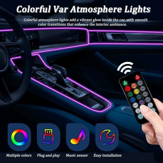 Car LED Strip Light for Peugeot Boxer 2010–2025, 6 in 1 Car Ambient Lighting Kits, Interior Interior Light Sync to Music, Auto Decorations Interior Accessories, 8M