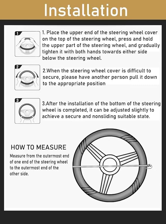 Car Steering Wheel Cover Rubber Inner Ring All Car Universal Four Seasons Universal Thin Fiber Leather Anti-Slip 16 17 18 19inch for Truck (17inch, Brown)