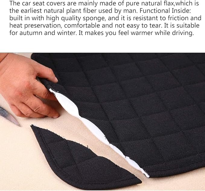 Suninbox Linen Seat Cover for Car,2 Pack Bottom Seat Covers for Trucks, Car Seat Cushion,Pads,Mat,Protector Universal Fit Most Automotive[Gray Front Seat]